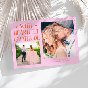 ハートフル・グラティチュード オレンジ ピンク 結婚式 写真 サンキューカード