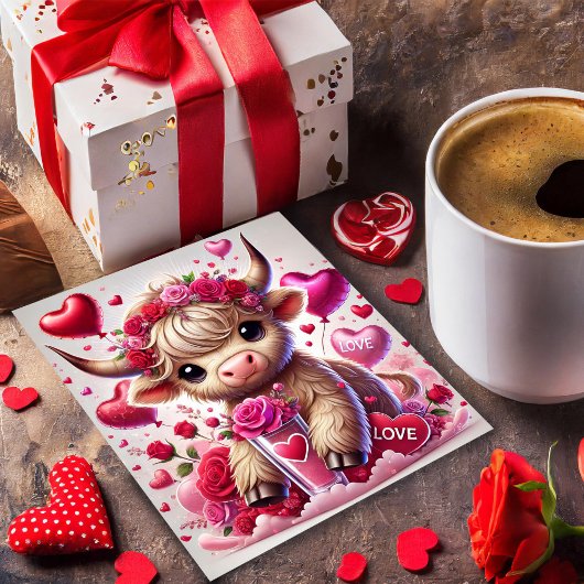 ハートフル スイーツ ハイランド カウ バレンタイン カード