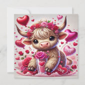 ハートフル スイーツ ハイランド カウ バレンタイン カード (正面)