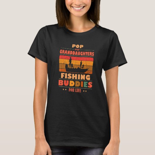 ハートフルPOP おばあちゃんの孫娘 最高の友達 魚 Tシャツ (正面)