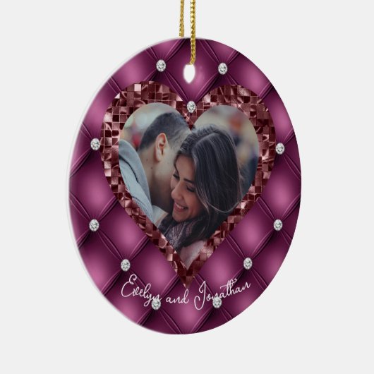 ハートフレカスタムーム写真メルロとダイヤモンド セラミックオーナメント (右)
