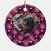 ハートフレカスタムーム写真メルロとダイヤモンド セラミックオーナメント (裏面)