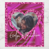 ハートフレカスタムーム暗い赤紫色シルク&ダイヤモンド ワインラベル (シングルラベル)