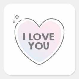 ハートフレームと"I love you"のテキスト スクエアシール