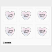ハートフレームと"I love you"のテキスト スクエアシール (シート)