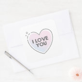 ハートフレームと"I love you"のテキスト スクエアシール (封筒)