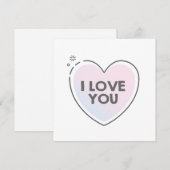 ハートフレームと"I love you"のテキスト 招待状 (正面/裏面)