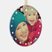 ハートフレームのカスタムな記念品の写真のクリスマス セラミックオーナメント (右)