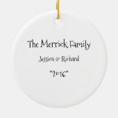 ハートフレームのカスタムな記念品の写真のクリスマス セラミックオーナメント (裏面)