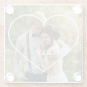 ハートフレームのモダンなモノグラムの写真 ガラスコースター (裏面)