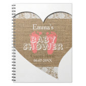 ハートフレームのヴィンテージのレースのベビーシャワーの来客名簿 ノートブック (正面)