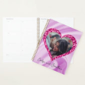 ハートフレームカスタムフォトピンクシルク&ダイヤモンド プランナー手帳 (ディスプレー)