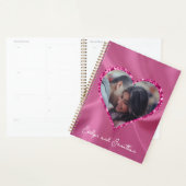 ハートフレームカスタムフォト赤面ピンクとダイヤモンド プランナー手帳 (ディスプレー)