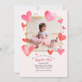ハートフレームフォト誕生日招待状 招待状 (正面)
