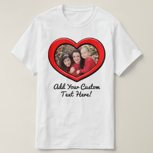 ハートフレームラブカスタムカラー写真 Tシャツ (デザイン正面)