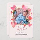 ハートフレーム写真の誕生のお知らせ 招待状 (正面/裏面)