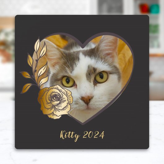 ハートフレーム写真文字イーゼルバック フォトプラーク