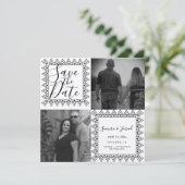 ハートフレーム白黒写真Save the Date (スタンド正面)