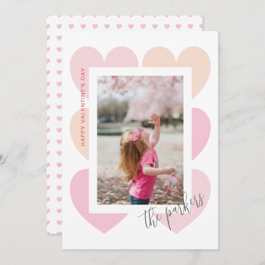 ハートフレーム バレンタインデーの写真カード シーズンカード (正面/裏面)