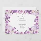 ハートフレーム パープル ラベンダー ローズ ウェディング 招待状 (裏面)