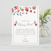 ハートフローラさくらんぼオントップ誕生日サンキューカード サンキューカード (スタンド正面)