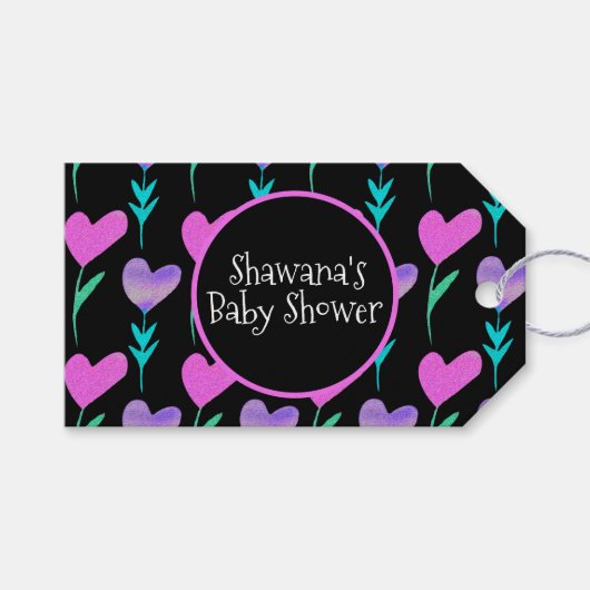 ハートフローラバレンタインデイベビーシャワー ギフトタグ (正面(横))