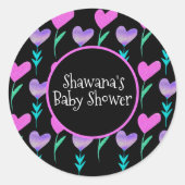 ハートフローラバレンタインデイベビーシャワー ラウンドシール (正面)