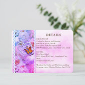 ハートフローラピンクバタフライ結婚ズゲスト詳細 エンクロージャーカード (スタンド正面)