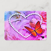 ハートフローラピンクバタフライ結婚ズゲスト詳細 エンクロージャーカード (裏面)
