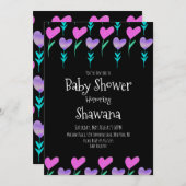 ハートフローラヴァレンティヌデイベビーシャワー招待状 招待状 (正面/裏面)