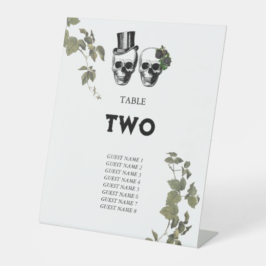 ハートフローラ結婚スカルのテーブル番号 台座サイン (正面)