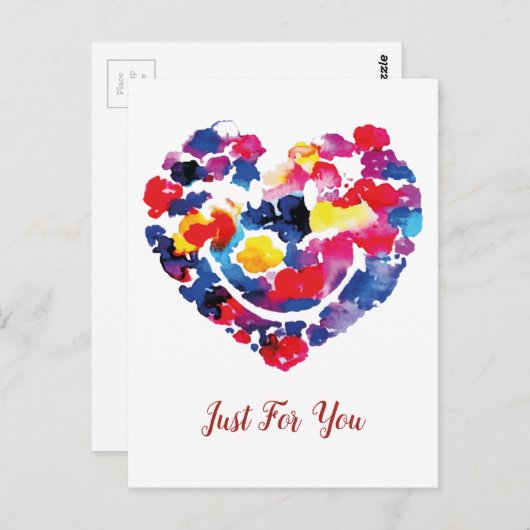 ハートフローラ絵文字ハッピーアイリング顔 ポストカード (正面/裏面)