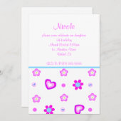 ハートフローラ誕生日の招待 招待状 (正面/裏面)