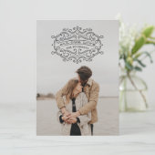 ハートフローリッシュフレームバレンタインデーカード – 黒 招待状 (スタンド正面)