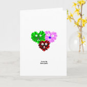 ハートフワフワ 標準縦グリーティングカード カード (黄色い花)