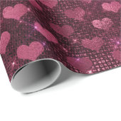 ハートブライダルマルサラグリッターブルガンディグラム ラッピングペーパー (ロールコーナー)