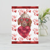 ハートブラウンダシュント犬の恋人バレンタインギフト シーズンカード (スタンド正面)
