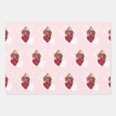 ハートブラウンダシュント犬の恋人ヴァレンティーズ贈り物 ラッピングペーパーシート (正面2)