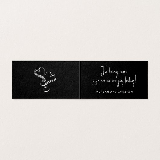 ハートブラック結婚の小さなお礼お気に入りカード (内部フラット)