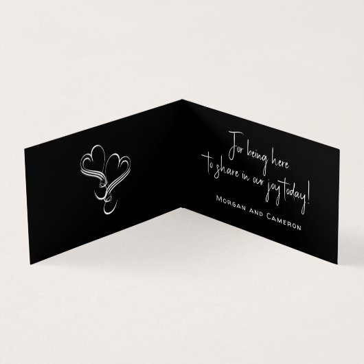 ハートブラック結婚の小さなお礼お気に入りカード (内部)