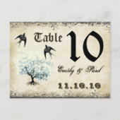 ハートブルーツリーバーズテーブル番号カード ポストカード (裏面)