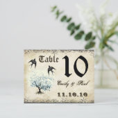 ハートブルーツリーバーズテーブル番号カード ポストカード (スタンド正面)