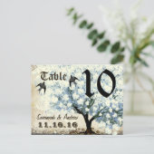 ハートブルーツリーバーズテーブル番号カード ポストカード (スタンド正面)