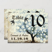 ハートブルーツリーバーズテーブル番号カード ポストカード (正面/裏面)