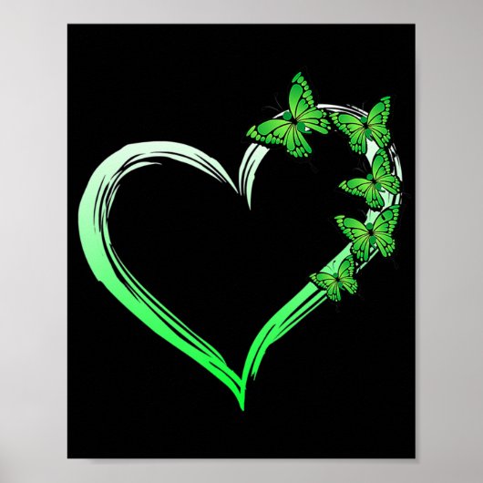 ハートブルーバタフライ広がるメンタルヘルス認識 ポスター (正面)