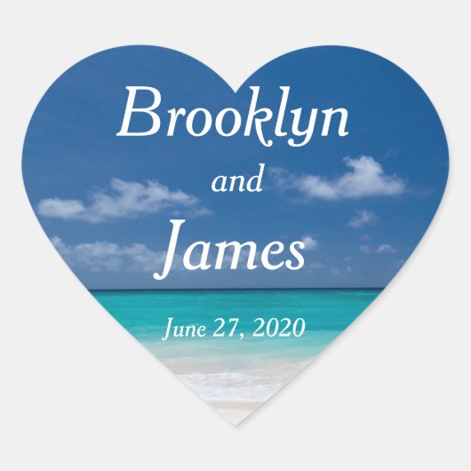 ハートブルービーチ結婚式シール ハートシール (正面)