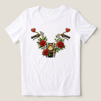 ハートブルームライダー 女性用フラワーモーターサイクルTシャツ トライブレンドTシャツ