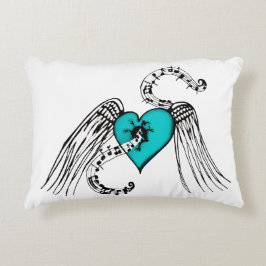 ハートブルー アクセントクッション