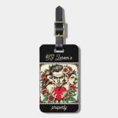 ハートブレイカーと女性タトゥーアートインスパイアカスタム ラゲッジタグ (正面縦)