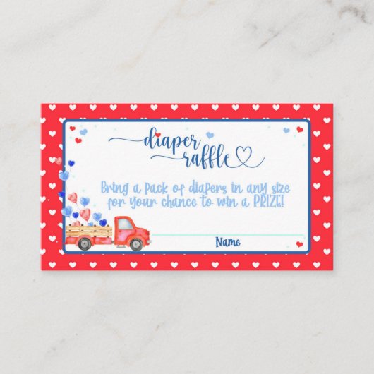 ハートブレイカー赤ちゃんシャワーおむつラッフルカード エンクロージャーカード (正面)